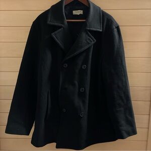 J Crew Wool Peacoat XL Double Breasted Thinsulate Insulated Quilt Lined Black